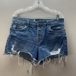 Kut From The Kloth Womans 10 Jean Shorts Button Fly Boyfriend Distressed Cut Off